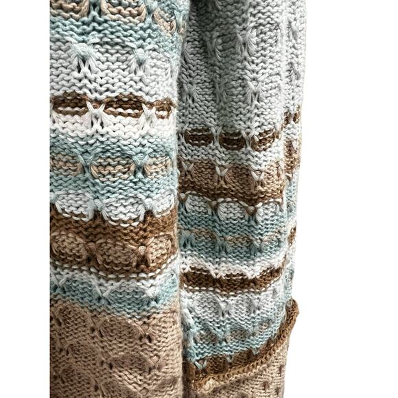 ORVIS patchwork knit button cardigan tan cream green old money coastal sz S - Picture 3 of 5